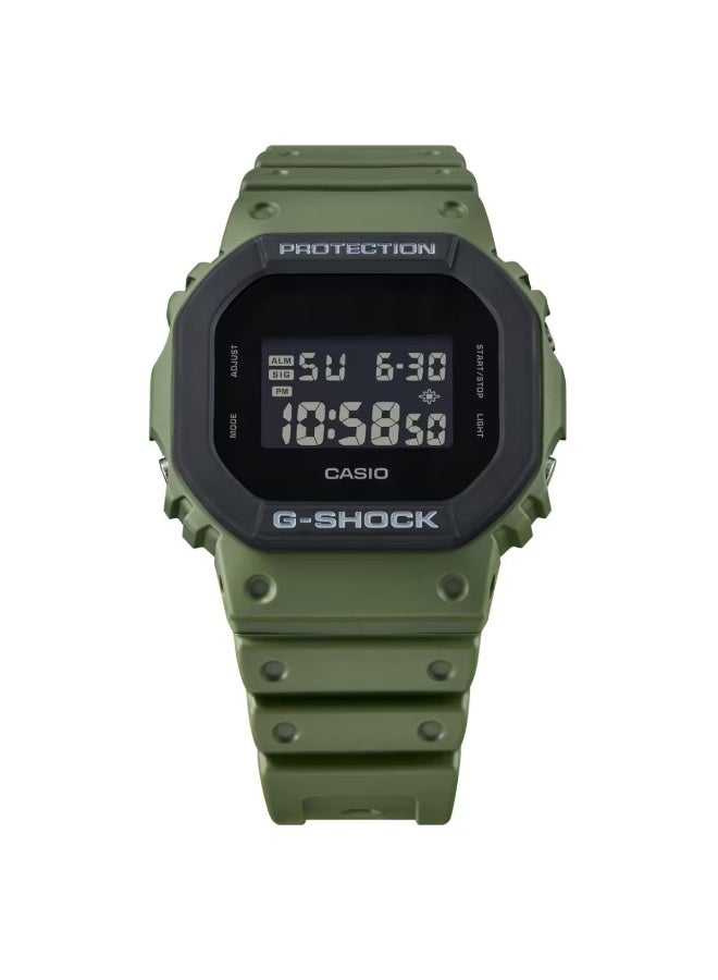 G-SHOCK Digital Men’s Watch DW‑5610UU‑3DR, 48.9 mm Black Dial, Olive Green Resin Band, 200 m WR - Image 4